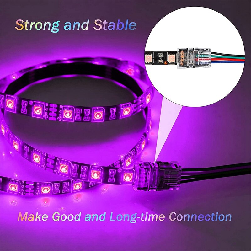 10 Packs 4 Pin LED Strip Connectors,Strip to Strip,Strip to Wire Connector for Waterproof 10mm RGB 5050 LED Strip Lights
