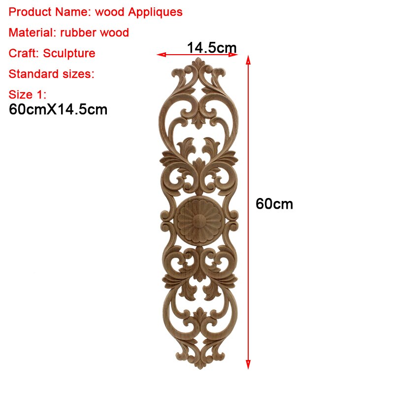 VZLX Ongeverfd Hout Eiken Golf Bloem Onlay Decal Hoek Applique voor Meubelen Decor Decoratieve Hout Gesneden Lange Applique: 60cmX14.5cm