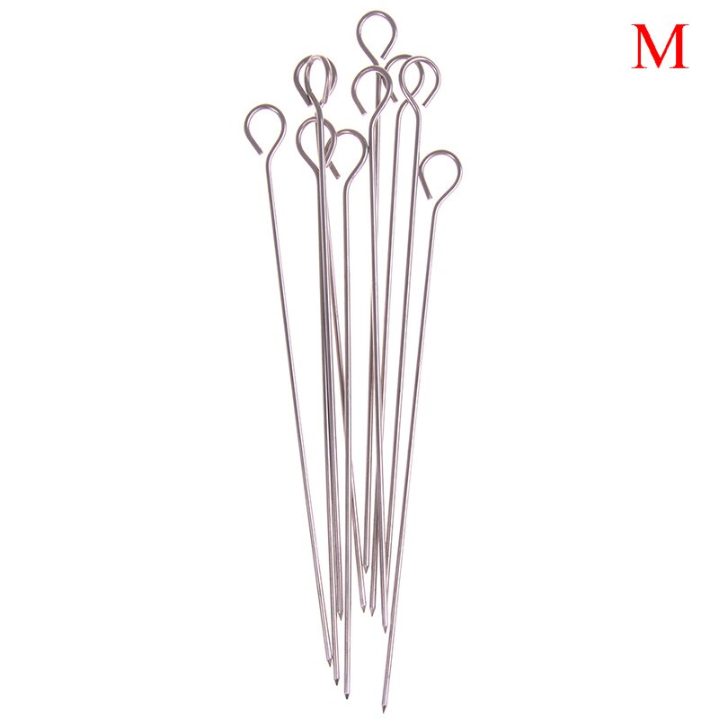 10pcs Outdoor Camping Picnic Meat Goose Round Roast Skewers Stick Stainless Steel BBQ Needle Barbeque Skewers Kitchen Utensils: M