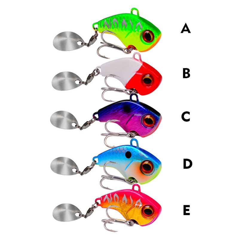 28G 4Cm Metal Vib with Rotating Spoon Tail Fishing Lure Sinking Lures Fishing Tackle Vibration Spinner