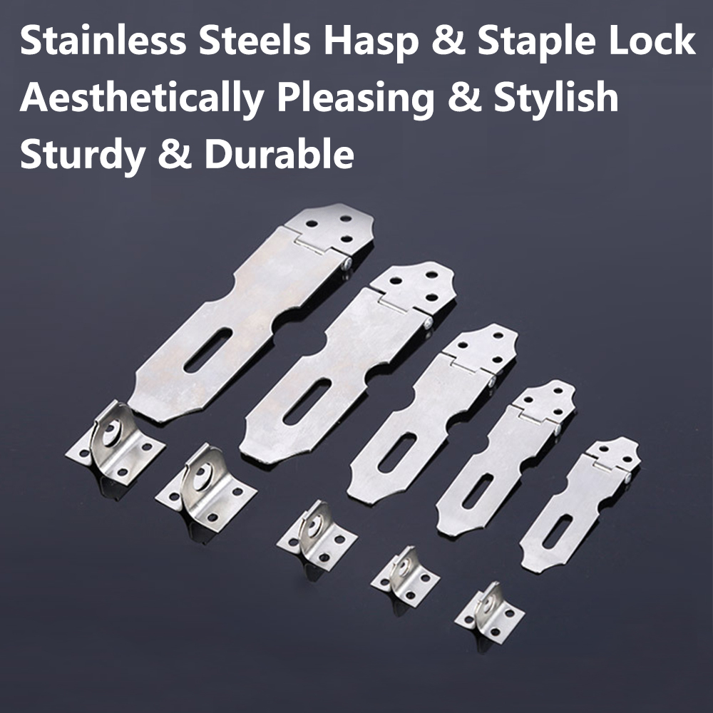 Stainless Steel Gate Door Lock Padlock Solid Clasp Anti Theft Hasp Staple Lock Padlock Clasp Shed Latch Burglar-proof Hardware