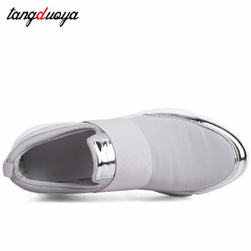 Women's Sneakers Running Shoes Mesh Breathable Casual Shoes Golden Sneaker Overshoes Flat Flat Shallow Casual Shoes Zapatilla