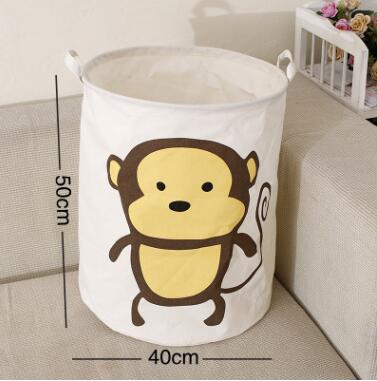 Large animal laundry basket toy storage picnic basket box cotton wash clothes box baby organizer: monkey