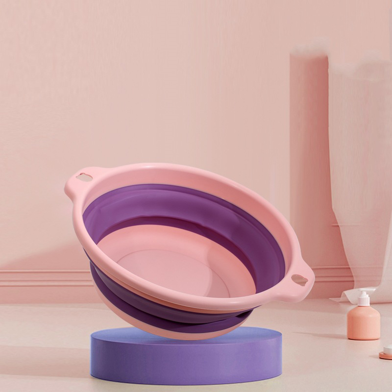 Portable Foldable Laundry Basin Plastic Travel Folding Wash Basin Safe Durable Foldable Wash Basin Bathroom Household Supplies: Burgundy