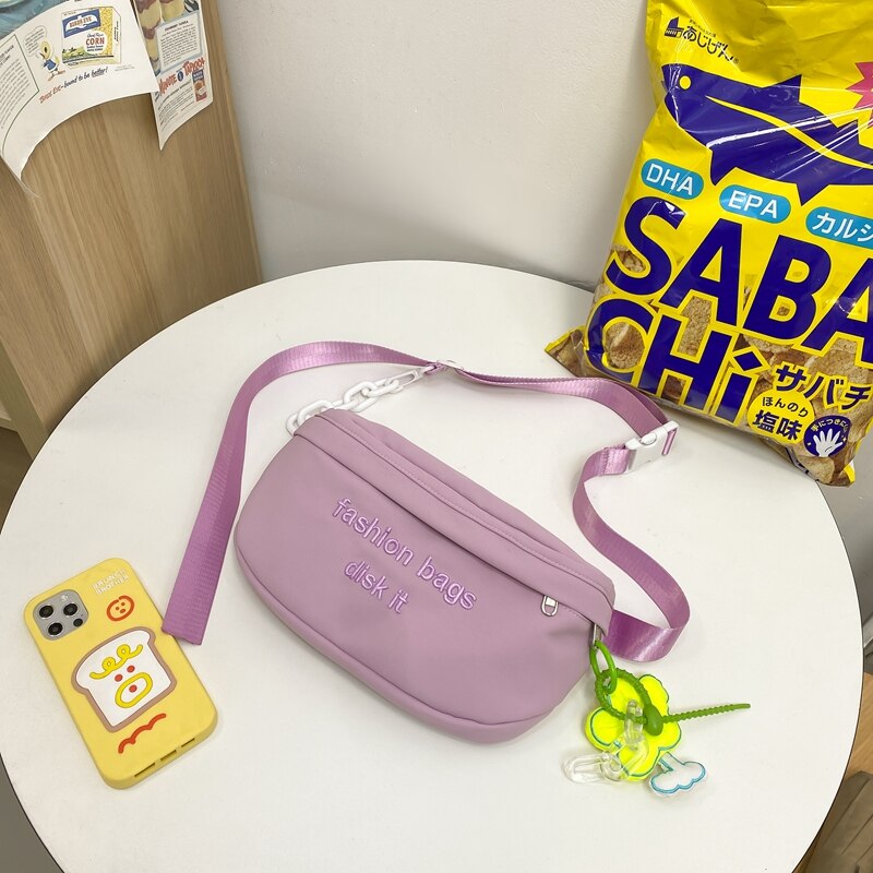 Süße brusttasche, japanische schultertasche mit großem fassungsvermögen, macaron-mädchen-stil, lässige schräge umhängetasche, bauchtasche für studentinnen: Lila - blumen