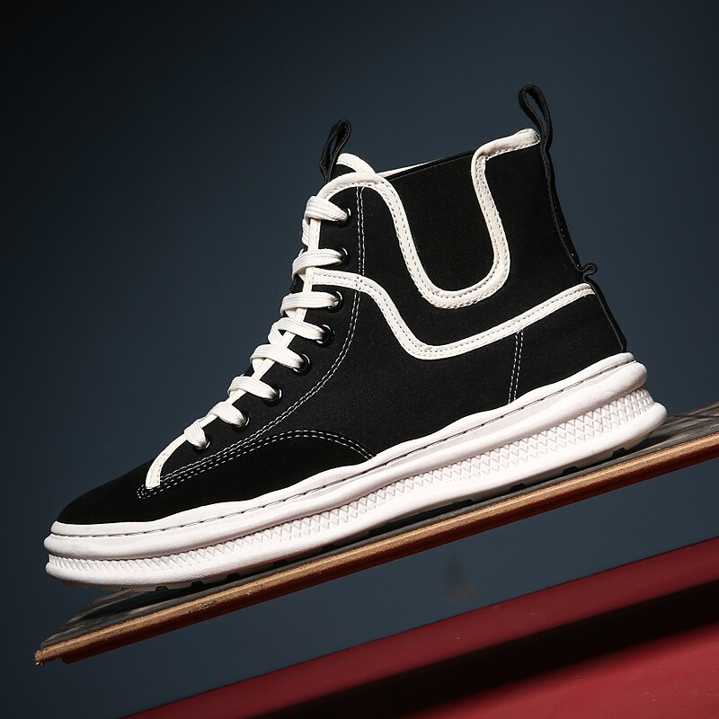 Siergan punk boots herr fritidsskor bekväma snörning höga skor höst hip hop man sneaker