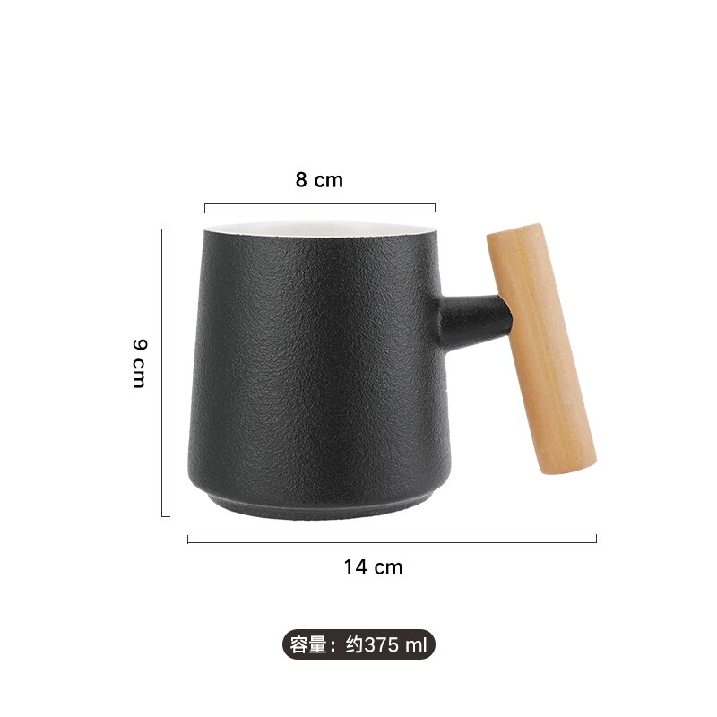 Juego de tazas de boca de cerámica con mango de madera, accesorios de decoración para el baño, hogar, Hotel, 3 unidades: A-1pcs
