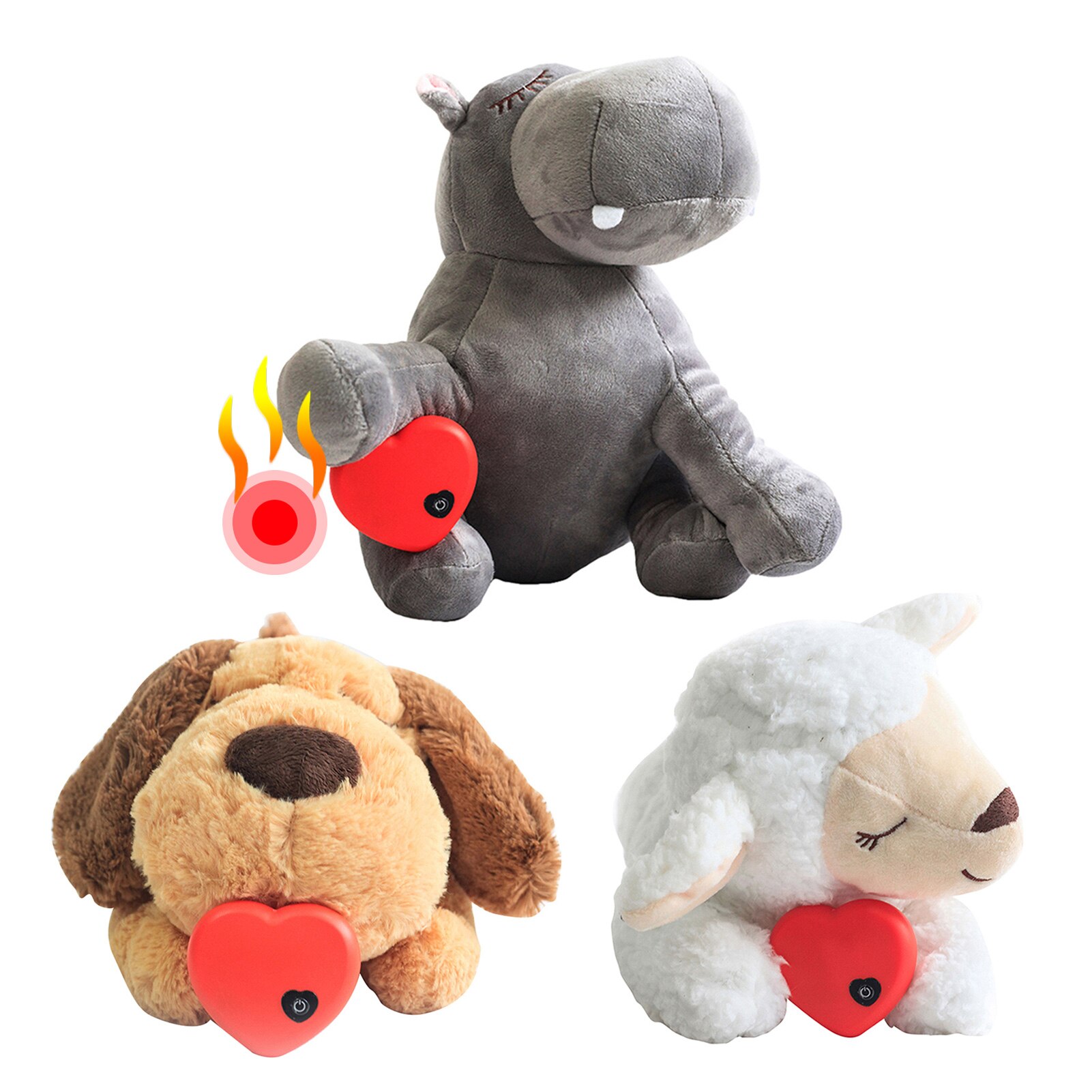 Dog Toy Plush Toy Comfortable Behavioral Training Aid Toy Heart Beat Soothing Heating Plush Doll Sleep For Dogs Cats