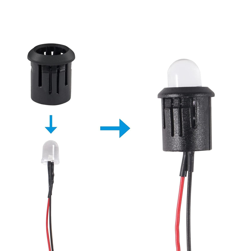 Bases de lampe en plastique noir, 3mm/5mm/8mm/10mm, support de Diode LED, Clip noir, montage de prise de lunette, Diode électroluminescente à monter soi-même, 25/50 pièces