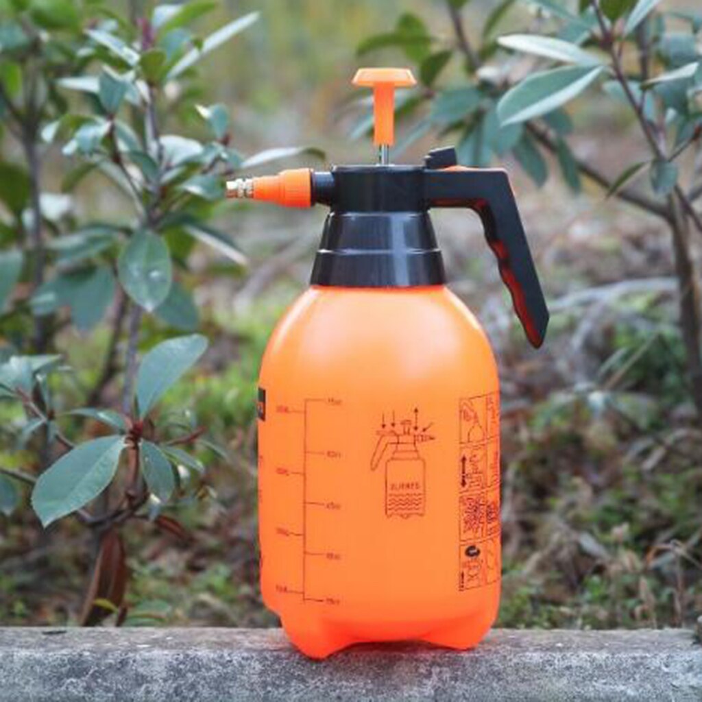 Garden Pressure Pump Sprayer with Adjustable Nozzle, Hand-held Lawn Water Spray: Orange 2L