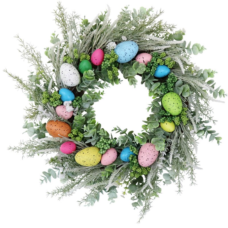 Easter Garland Eggs Rattan Wreath Artificial Flower Wreath Home Easter Decor