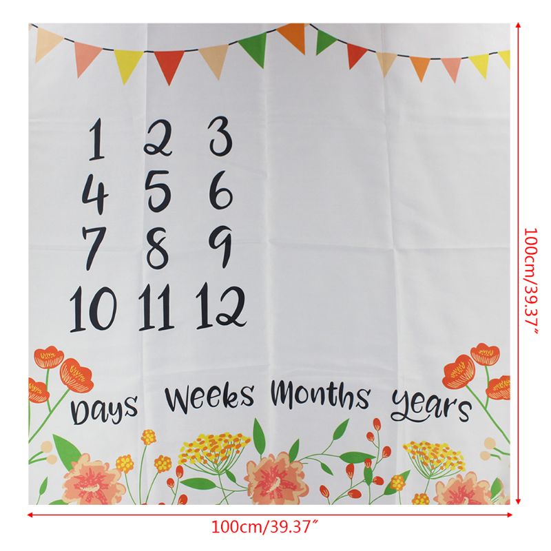 Baby Milestone Deken Pasgeboren Foto Achtergrond Doek Zuigelingen Fotografie Props R2JF: flower flag