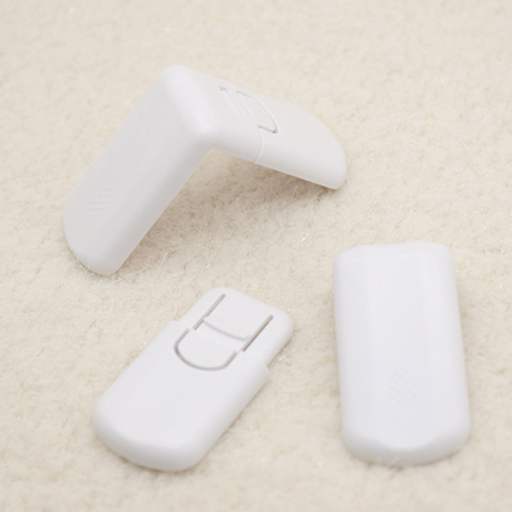 5pcs Baby Safety Lock Plastic Right Angle Shaped Sticky Lock Latches For Drawer Cabinet Cupboard Refrigerator Door Lock For Kids