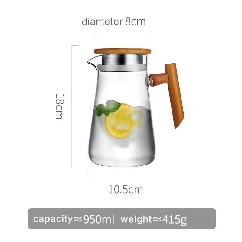 Oneisall waterkoker glazen waterkoker 950ml- delige transparante theepot koffie sapkan met roestvrijstalen zeef functioneel: 950ml transparant