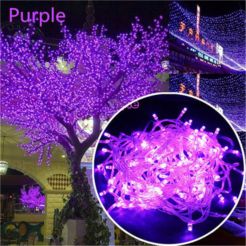 220V enchufe de la UE 10M Navidad al aire libre 100 guirnaldas de luces LED decoración lámpara de hadas para el hogar boda luces de vacaciones: Morado