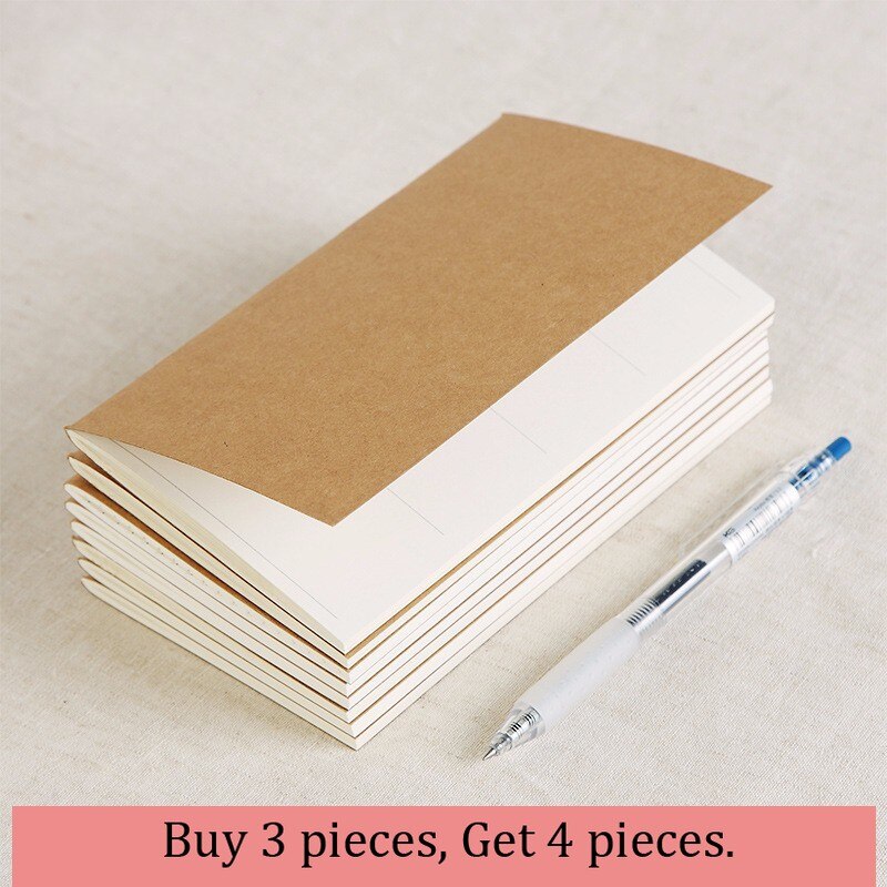 Papel Kraft Vintage de 20*10,5 cm, Bloc de notas en Blanco Cuaderno diario relleno Folios, diario Cuaderno del viajero recarga planificador organizador