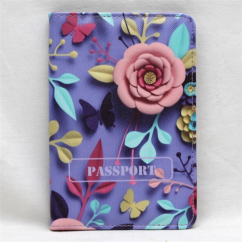 Mcneely peach blossom kvinner passdeksel rosa skinn passholder med kortholder jente pass etui porte carte: Lilla