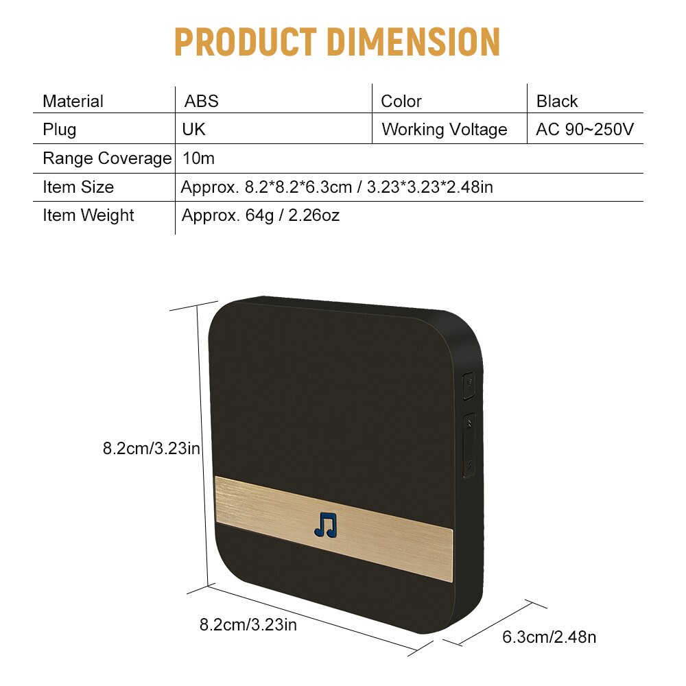 Wireless Doorbell Chime Household Plug-in Chime WiFi Ding-Dong Alarm Smart Door Bell Receiver EU Plug