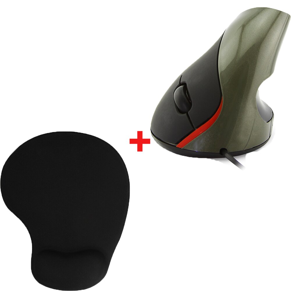 Wired Vertical Mouse Ergonomic Healthy Gaming Computer office Mause 5 Buttons USB Optical Mice Gamer For Laptop PC: Gray Mouse and pad