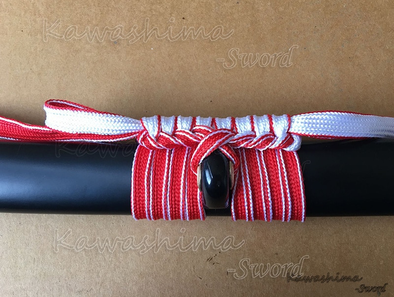 Rød/hvid mærke sageo japansk samurai sværd saya polyester reb dobbelt lag (skede) snor