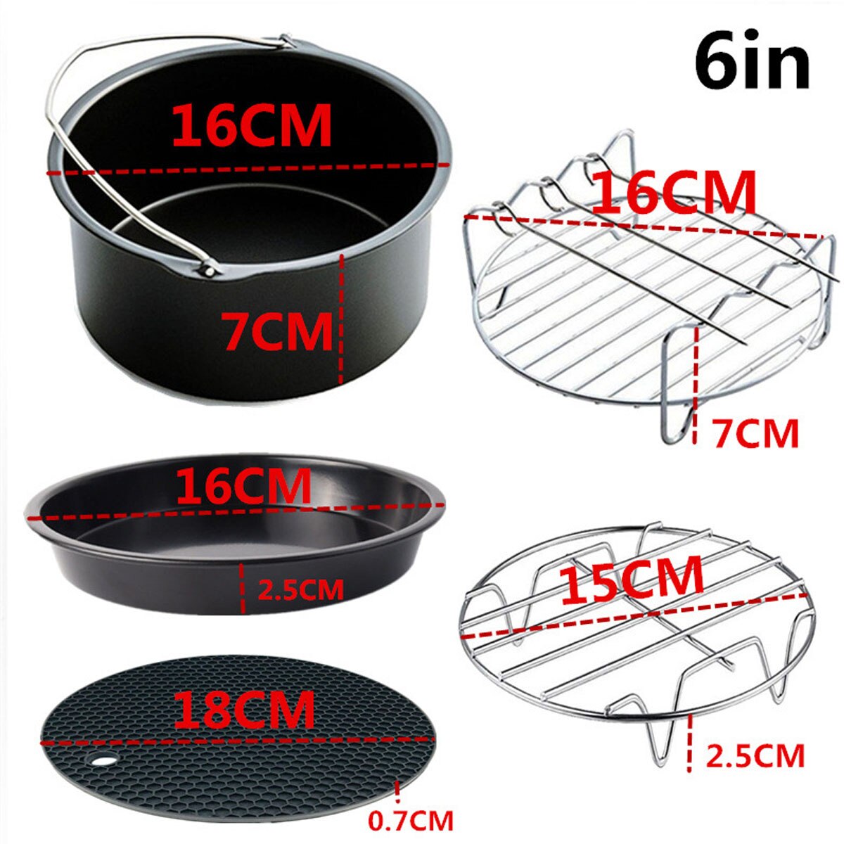 5Pcs 6/7 Inch Air Fryer Accessories Cake Pizza Cag... – Grandado