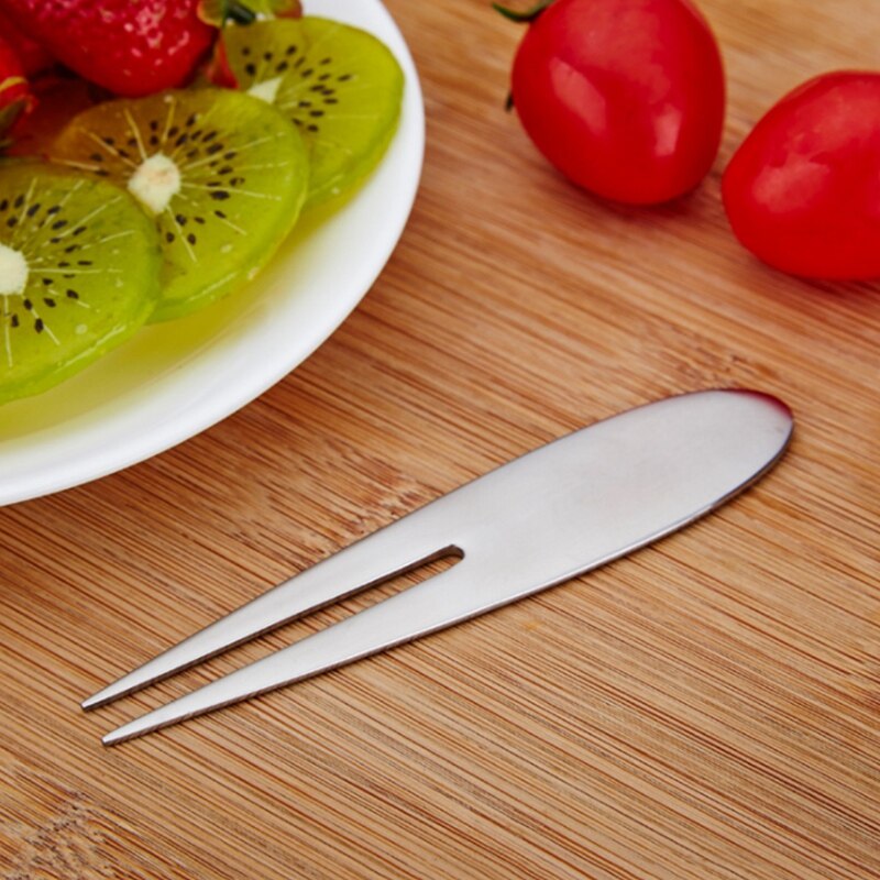 Fruit Fork Stainless Steel Tasting Appetizer Fork For Cake Dessert Salad Mooncake, Stainless Steel Silver