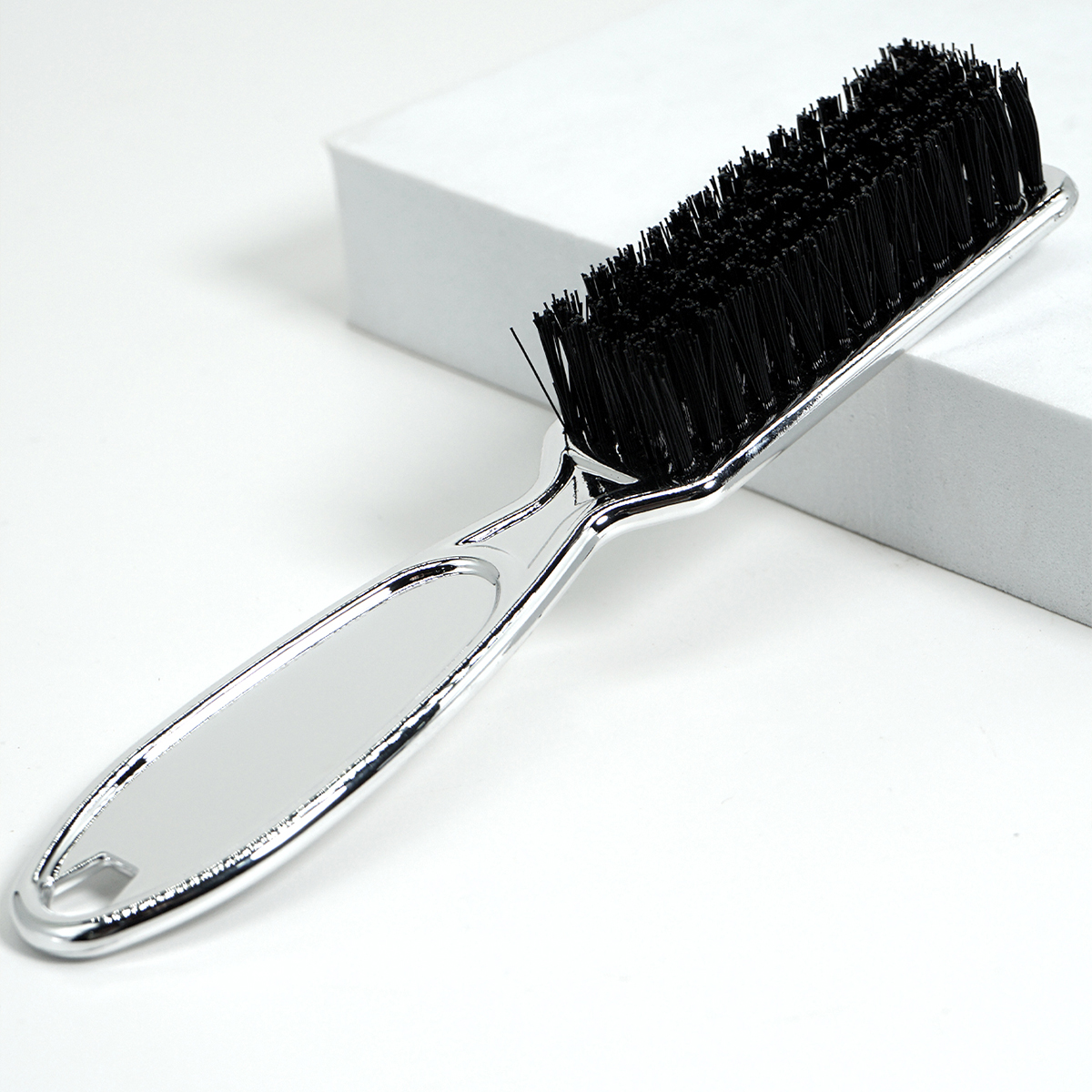 Ensemble de brosses de barbier pour hommes, plumeau pour le visage, ensemble de barbe, brosse à cheveux cassés, brosse ronde de coiffure pour le cou: Argent