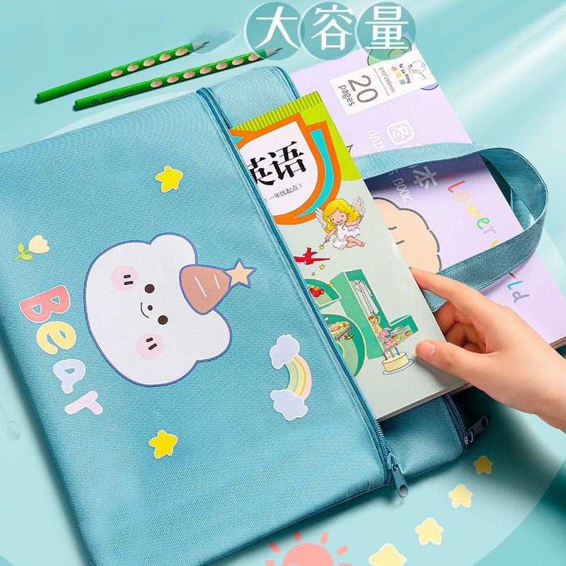 Bolsa de lona para documentos A4, carpeta de archivos, organizador de papelería, almacenamiento de papeles, bolso con cremallera, bolsa organizadora, suministros de oficina y escuela