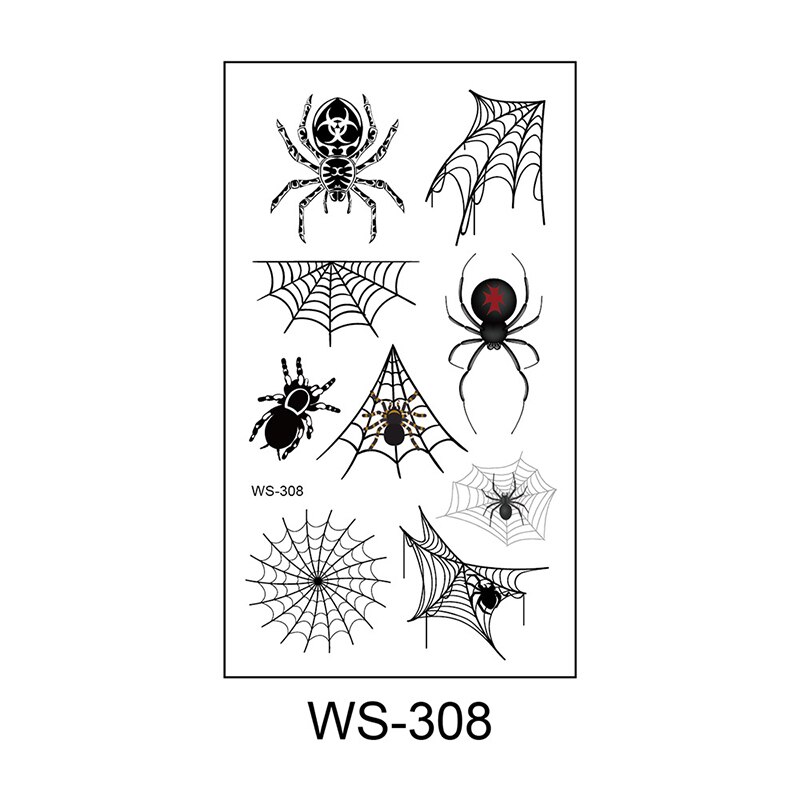 3D araignées autocollants de tatouage imperméables Halloween horreur toile d'araignée faux tatouage transfert d'eau tatouages temporaires bras outil d'art corporel: WS-308