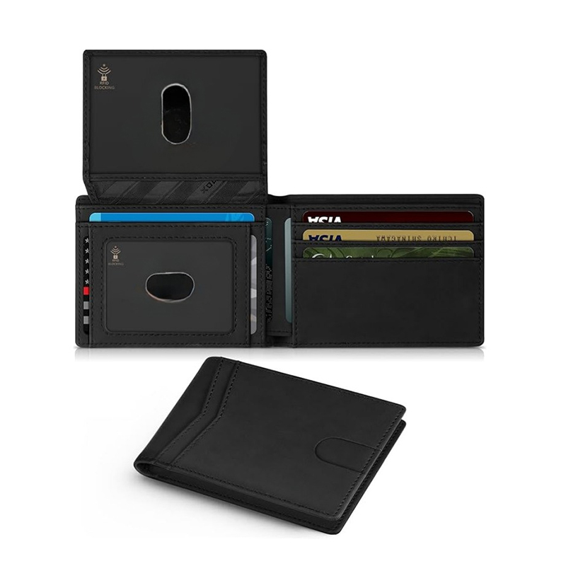 Portefeuille pour hommes en cuir Rfid ultra fin avec fenêtre d'identification portefeuille multi-cartes en fibre de carbone: Black