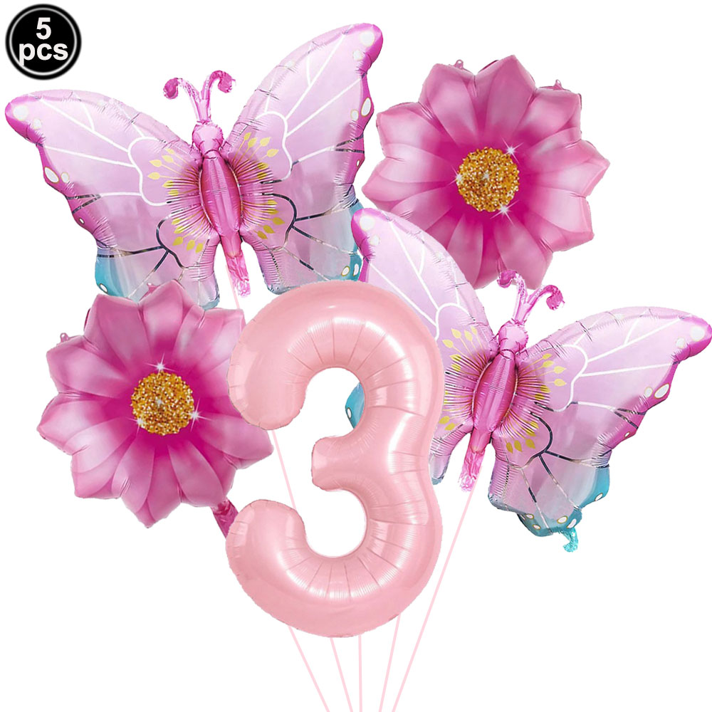 5 uds. Globos coloridos de papel de aluminio con forma de mariposa, globos con temática de mariposa, decoraciones para de cumpleaños, boda, Baby Shower