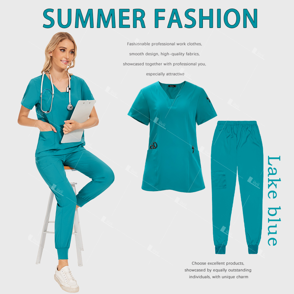 Uniformes quirúrgicos para mujer, conjunto exfoliante médico para enfermera, salón de belleza, ropa de trabajo, top, pantalones, Spa, médico, traje clínico de enfermería: M / Castaño