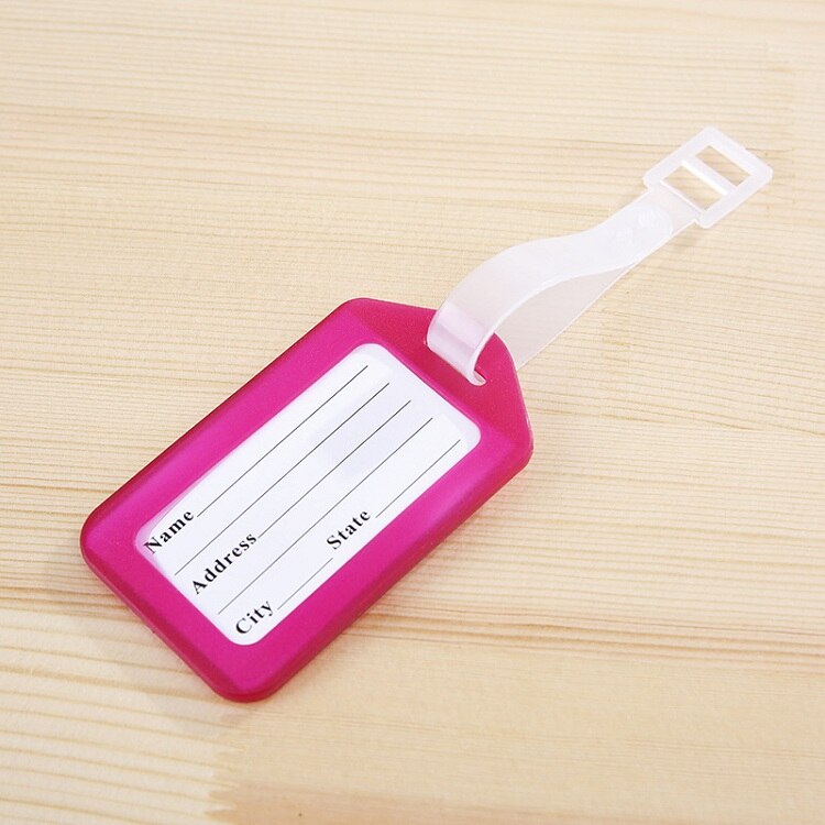 reizen accessoires Plastic Bagagelabel Reizen Koffer Reistas Boarding Tag Label Naam ID Tags snoep kleur: rose red