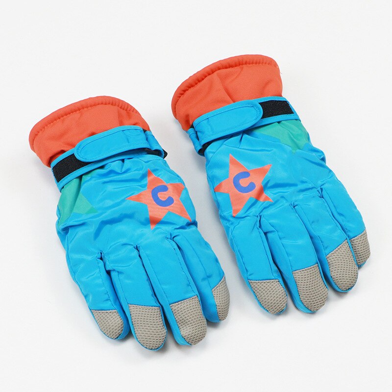 Vliegtuig Print Winter Jongens Meisjes Handschoenen Waterdicht Antislip Dikke Warme Kids Wanten Skiën Sneeuw Sport Kinderen Handschoenen: D Blue L