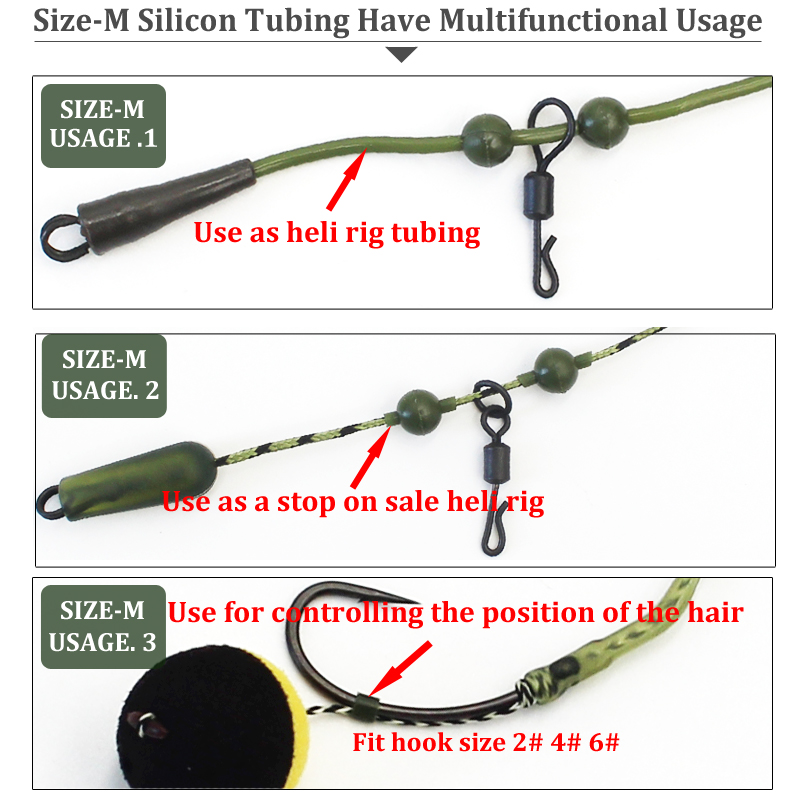 2 pçs acessórios de pesca da carpa shink tubo gancho linha mangas para o equipamento da carpa manga de borracha macio rig tubo manga fingir linha de pesca