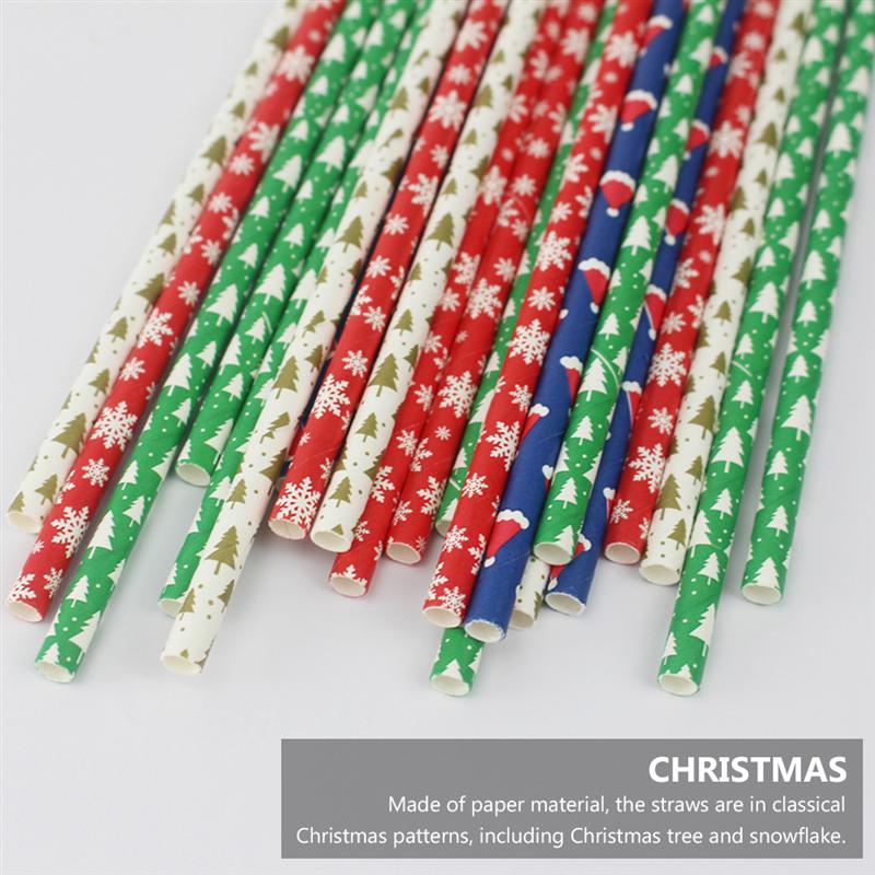 Kerst wegwerp papieren rietjes festival rietje kerst rietjes feestbenodigdheden festival papieren zuiger patroon willekeurig