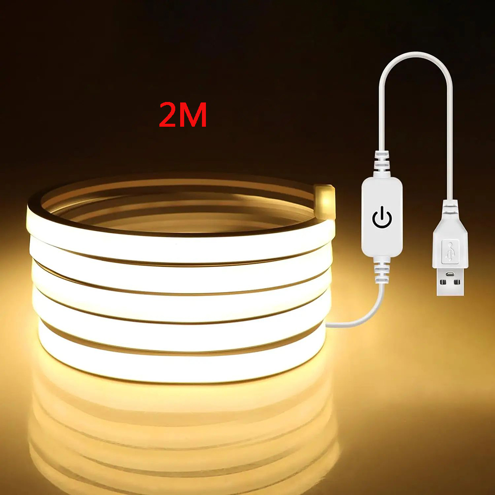 1 m/2 m/3 m LED-Lichtleiste, wasserdicht, 5 V, USB-Kolben-LED-Streifen, flexibel, dimmbar, LED-Streifen für Schlafzimmer Ich bin Innen- und Außenbereich: Weiß