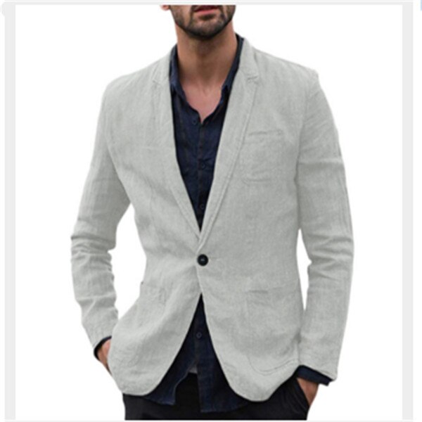 GIBZ Linnen blazer voor heren, Japanse eenvoudige losse effen kleur pak jas ingekerfde revers 2 knop sportjas met zak, Beige, XXS GIBZ Linnen blazer voor heren, Japanse eenvoudige losse effen kleur pak jas ingekerfde revers 2 knop sportjas met zak, Beige, XXS