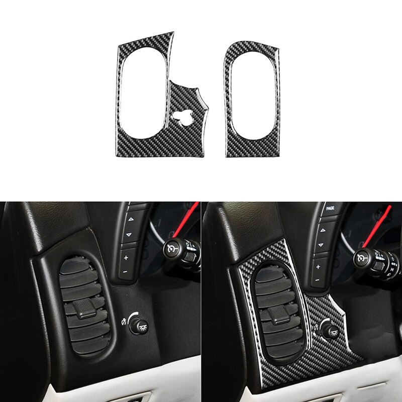 for Chevrolet Corvette C6 05-07 Carbon Fiber Sticker Dashboard Both Side Air Vent Outlet Frame Accessories