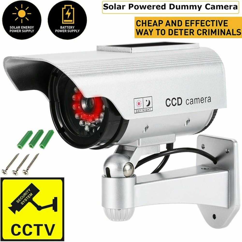 Zonne-energie Gesimuleerde Dummy Camera Beveiliging Cctv Outdoor Waterdichte Emulational Ir Led Flash Rode Led Dummy Camera