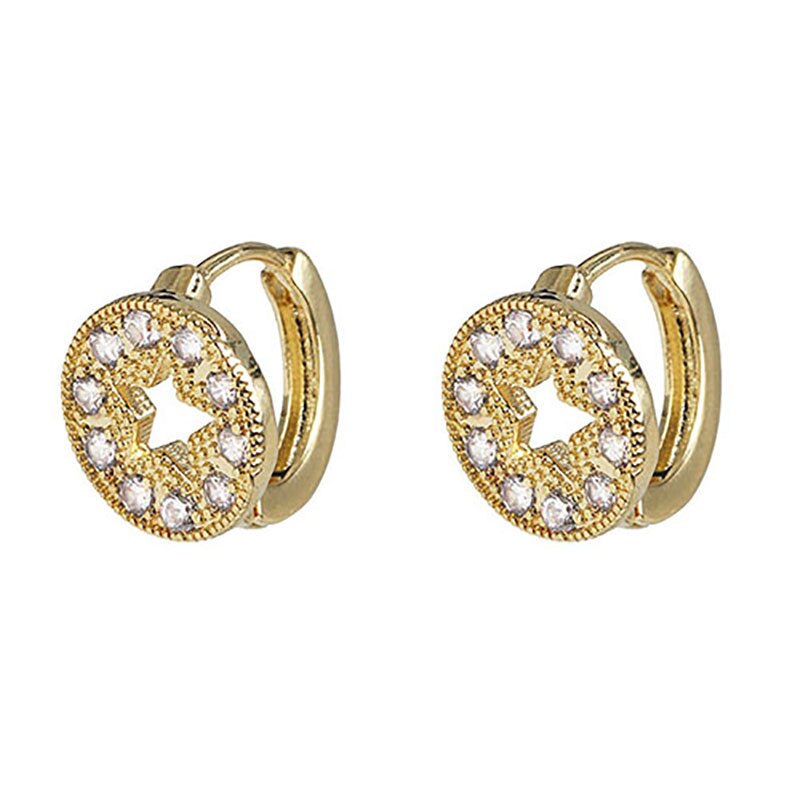 ZHINI Gold Ear Clip Small Earrings for Women Luxury Crystal Zircon Stud Earring ar Cuff Jewelry Party