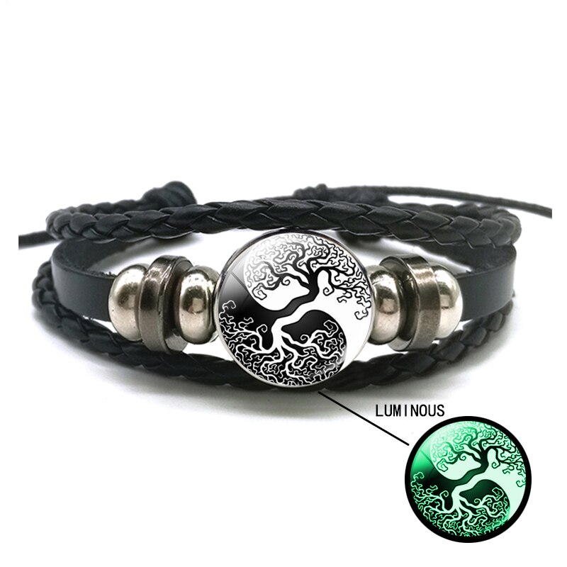 Leucht Yin Yang Geflochtene Leder Armbinde Jahrgang Tai Chi Kung Fu Zeichen Druckknopf Armbinde Männer Frauen Handgemachte Accessoires: Größe 15