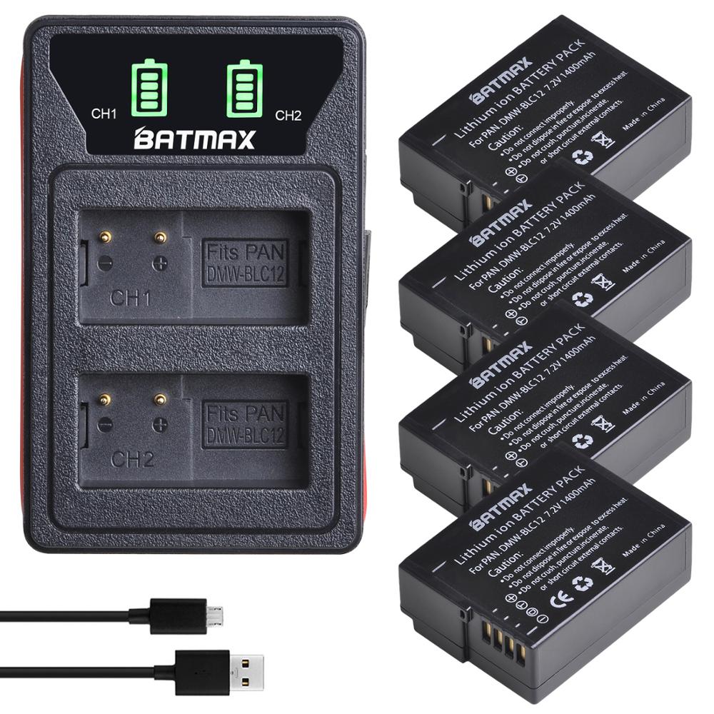Batmax DMW-BLC12 BLC12E Batterij + Led Dual Charger Met Type C Poort Voor Panasonic FZ1000, FZ200, FZ300, G5, G6, G7, GH2, DMC-GX8: 4B with charger