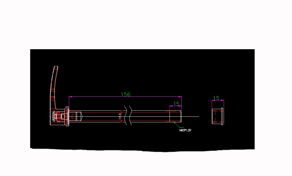 QR Skewer Quick Release Front 15mm*100mm MTB Bike Thru Axle QR Skewer quick release Black