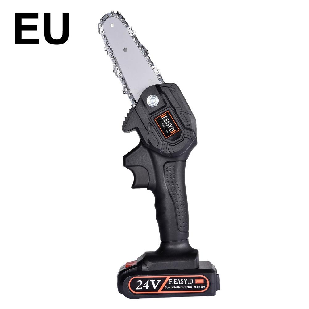 24V Elektrische Kettingzaag 4-Inch Draadloze Draagbare Mini Kettingzaag Outdoor Logging Boomgaard Snoeien Tool Tuin Hout Snijden accessoire: EU