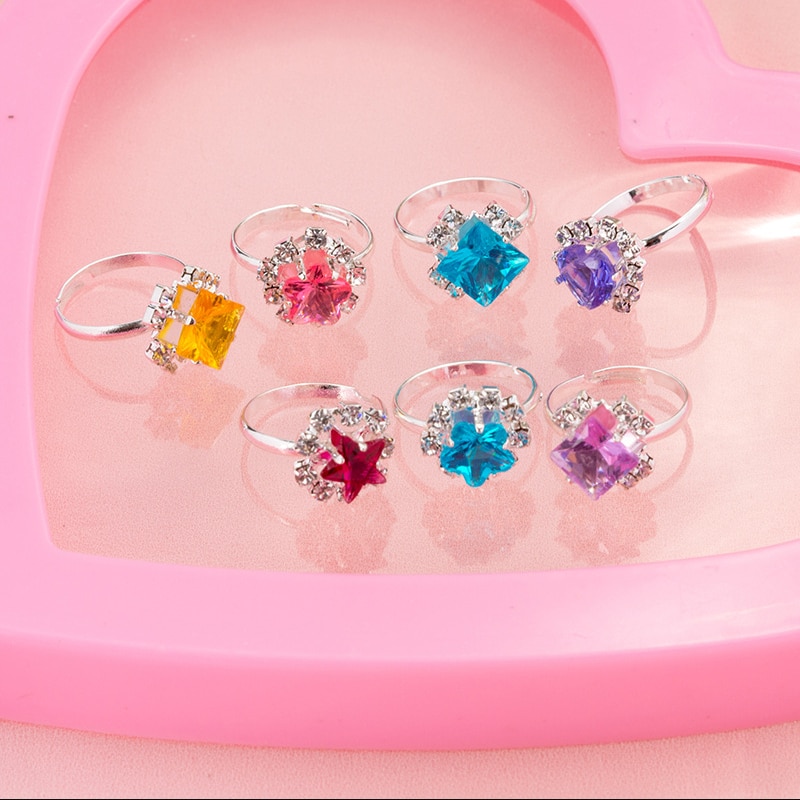 12/8/6Pcs Baby Speelgoed Kat Bunny Vorm Parel Ring Voor Meisjes Kawaii Kids Ringen Legering Kinderen sieraden Accessoires Prinses Ring