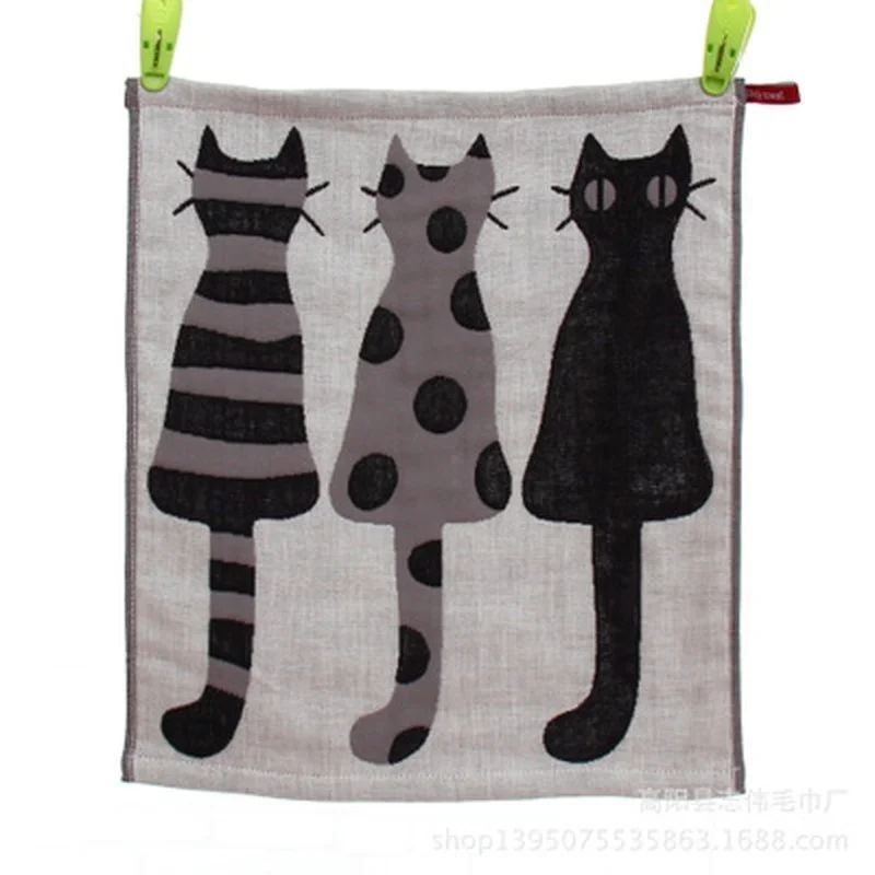 1 ST 35*40 cm Drielaags Zachte Baby Katoenen Badhanddoek Stof Jacquard Cartoon Kat Beer Opknoping Handdoeken Vierkant Gezicht Hand Gaas Handdoek