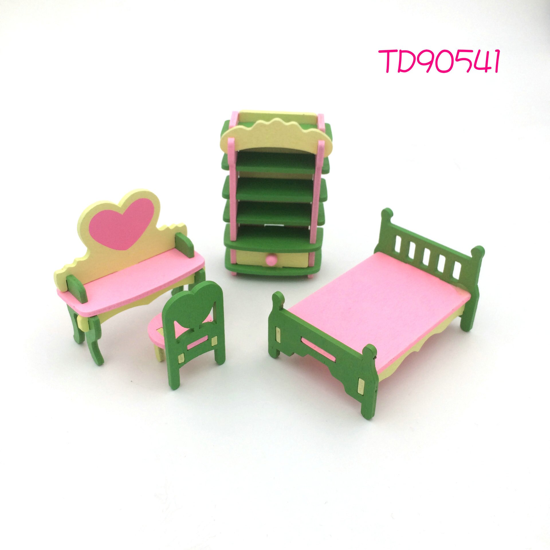 Wooden Simulation Miniature Furniture Bathroom Restaurant House Decoration Play Toys Wood Dollhouse Furniture Toys set For Kids: TD90541