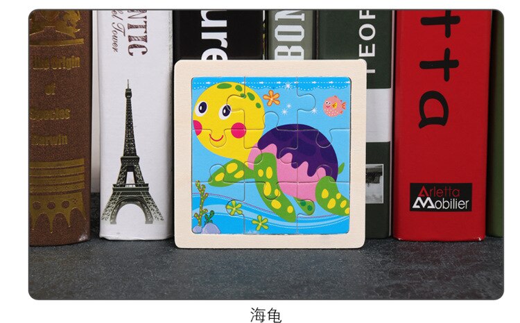 17 Styles Animals Wooden Puzzle Development Learning Color Shape Toddler Baby Educational Toy Puzzle Cartoon Jigsaw puzzle: L