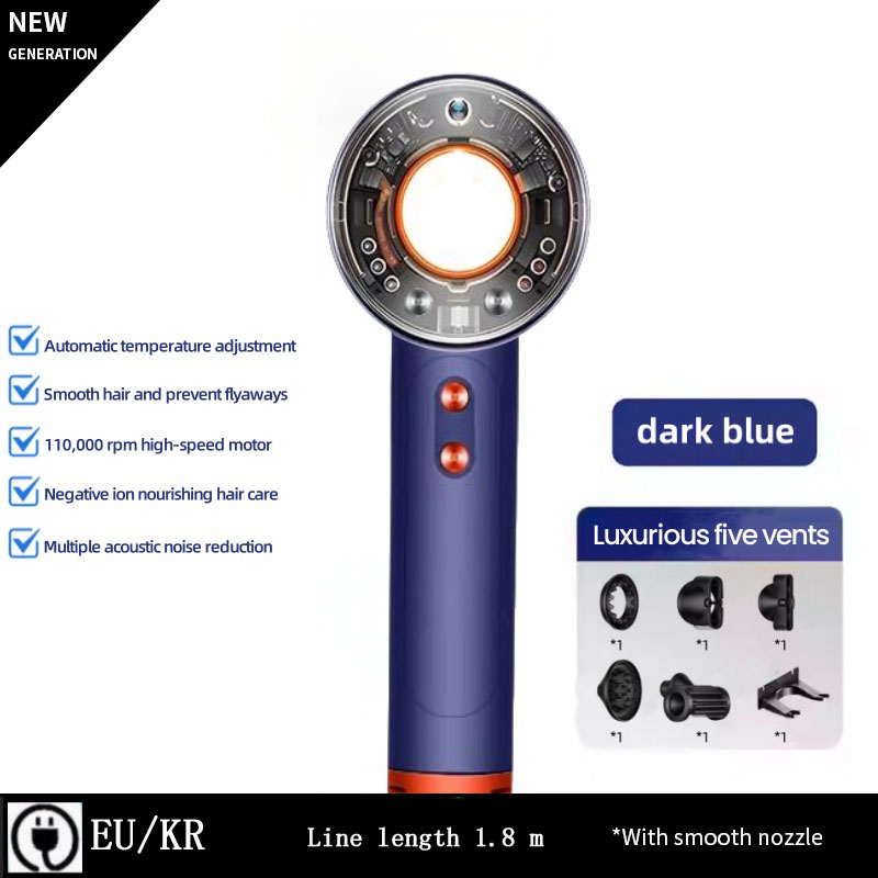 High-speed Hair Dryer High-power Multifunctional Hair Dryer Negative Ion Hair Care Styling Leafless Hair Dryer: VIOLET/紫罗兰 / EU